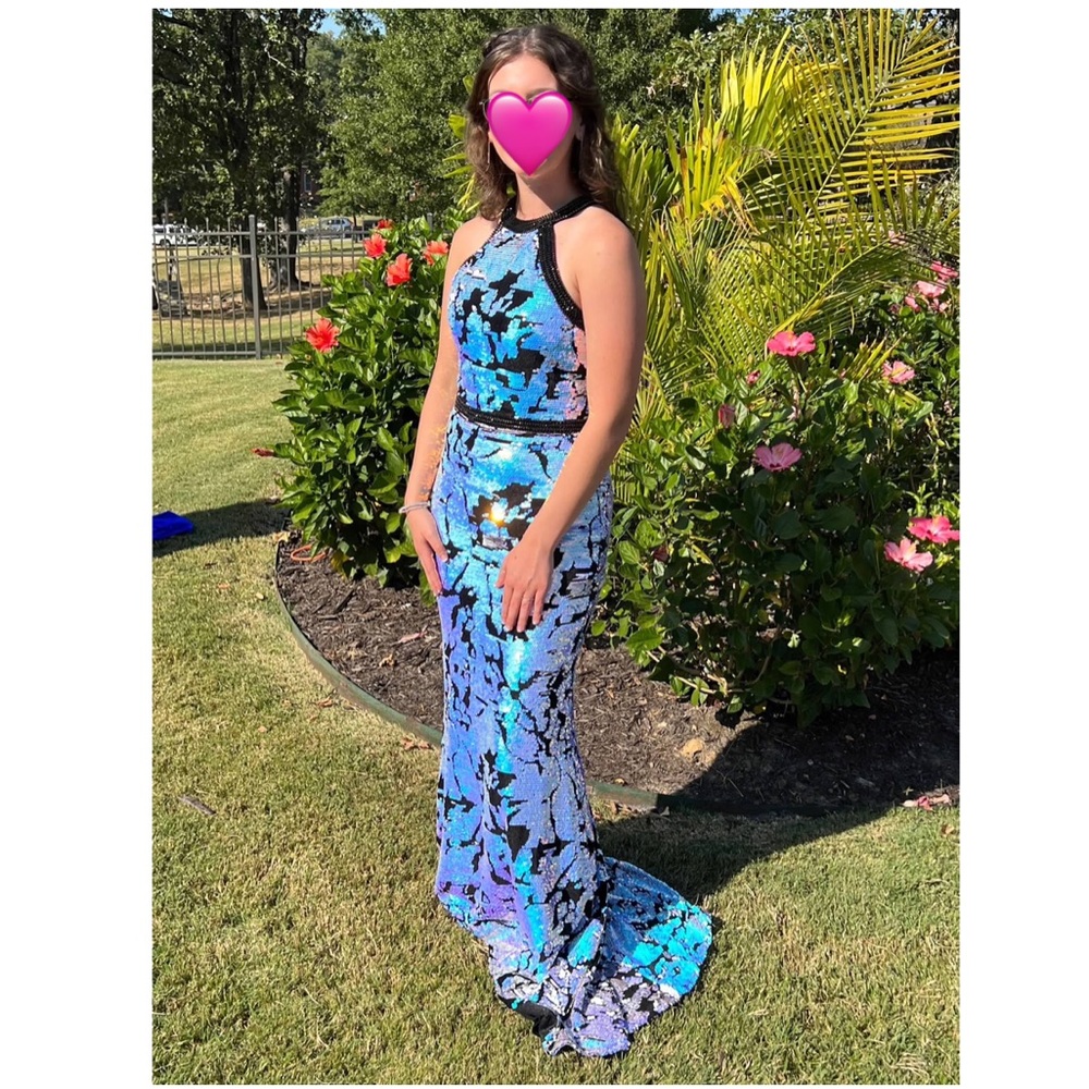 Iridescent, Strappy Back, Sequined Formal/ Prom Dress